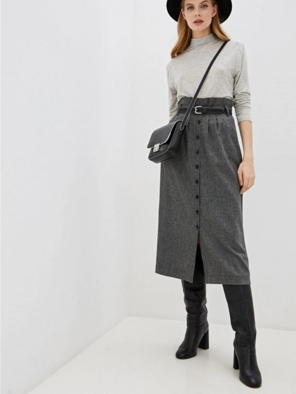 ba&sh Gray Midi Skirt